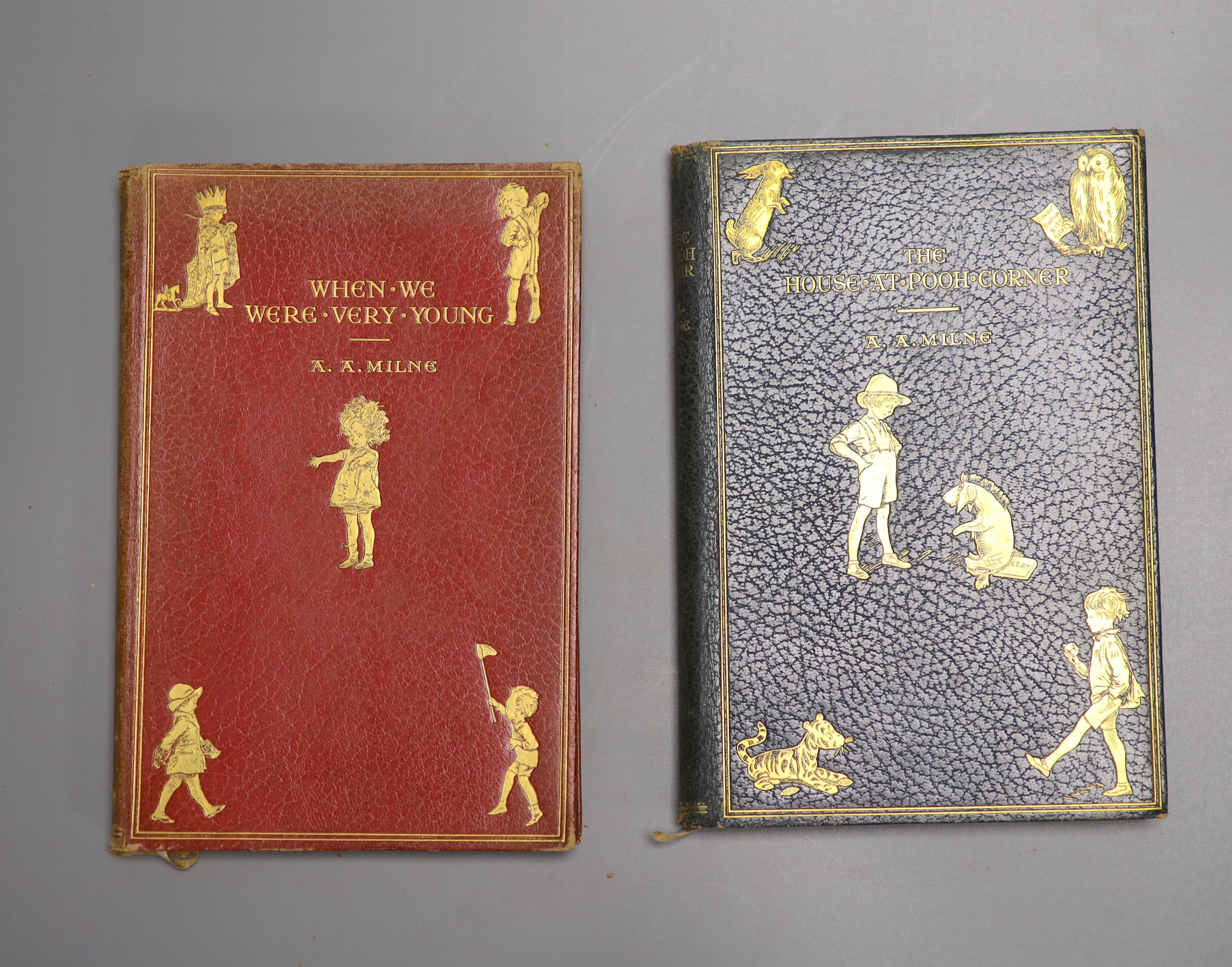 Milne, Alan Alexander - 7 works, all illustrated by Ernest H. Shepard - Now We Are Six, 1st edition, 8vo, original cloth gilt, front inner hinge split, London, 1928; Now We Are Six, 1st edition, 8vo, original cloth gilt,